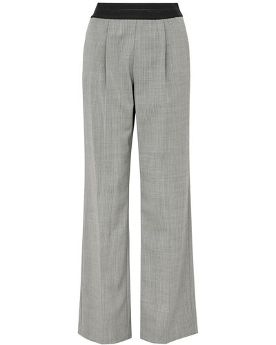 Helmut Lang Herringbone Wool-blend Pants - Gray