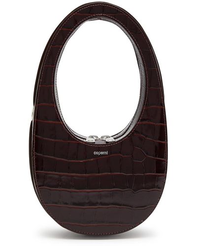 Coperni Swipe Mini Crocodile-effect Leather Top Handle Bag - Black