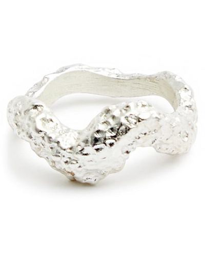 Louis Abel Aurea Textured Sterling Ring - White