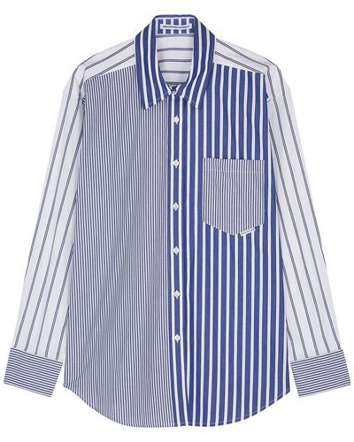 T By Alexander Wang Striped Cotton-Poplin Shirt - Blue