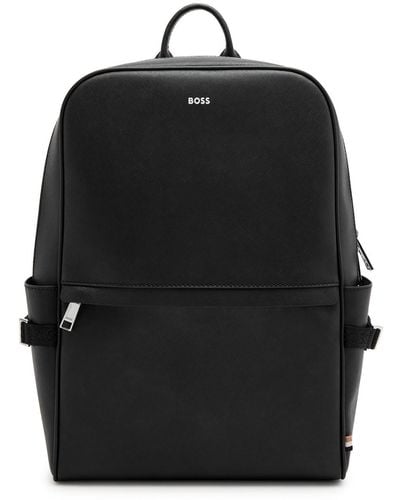 BOSS Zair Saffiano Leather Backpack - Black