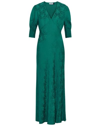 RIXO London Zadie Floral-jacquard Satin Midi Dress - Green