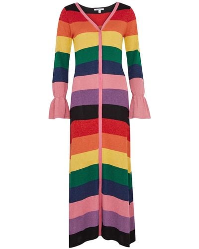 Olivia Rubin Zuri Striped Metallic-knit Dress - Multicolor