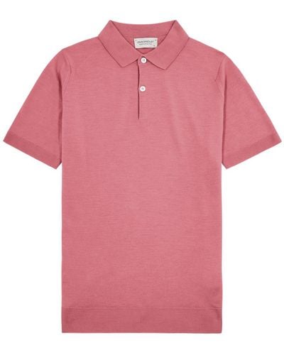 John Smedley Payton Wool Polo Shirt - Pink