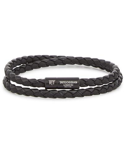 Tateossian Chelsea Double-wrap Leather Bracelet - Black