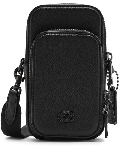 COACH Phone Leather Cross-body Bag - Black