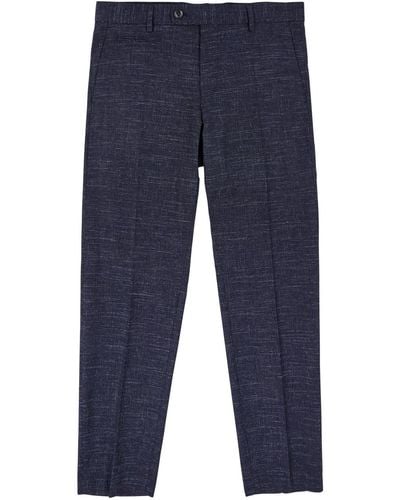 BOSS Slim-Leg Wool-Blend Trousers - Blue