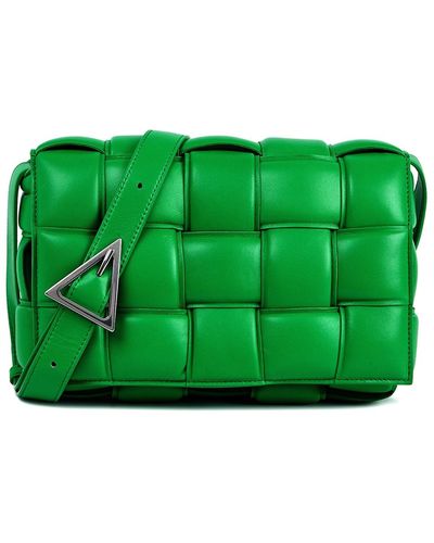 Bottega Veneta Padded Cassette Intrecciato Leather Cross-Body Bag - Green