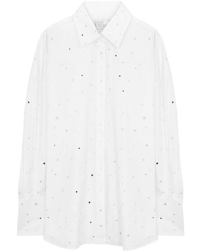 GIUSEPPE DI MORABITO Crystal-Embellished Stretch-Cotton Shirt - White