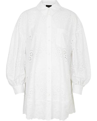 Simone Rocha Broderie Anglaise Cotton Shirt Dress - White