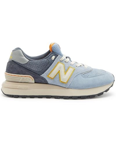 New Balance 574 Paneled Suede Sneakers - Blue