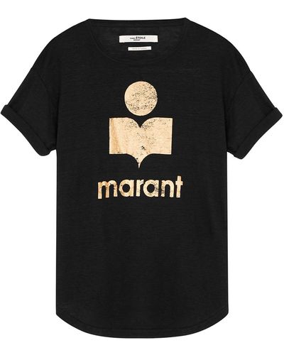 Isabel Marant Isabel Marant Étoile Koldi Logo-print Linen T-shirt - Black