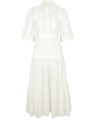 LOVEBIRDS Cotton Midi Dress - White