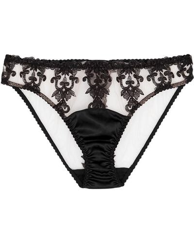 Fleur Of England Onyx Embroidered Tulle Briefs - Black