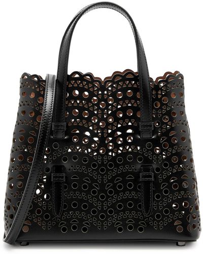 Alaïa Alaïa Mina 20 Laser-cut Leather Top Handle Bag - Black
