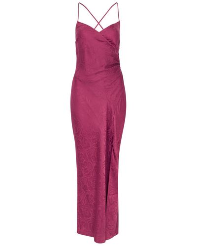 PAIGE Laci Floral-jacquard Silk-satin Maxi Slip Dress - Purple