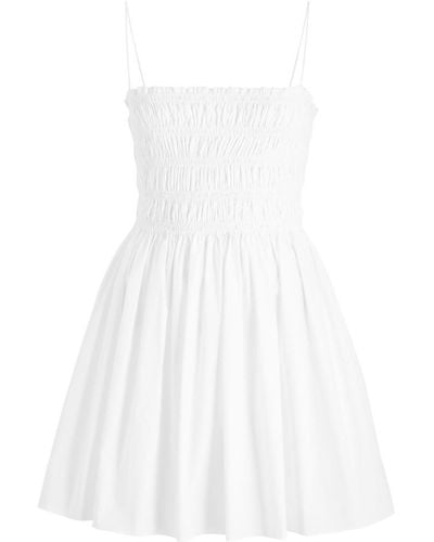 Matteau Smocked Cotton Mini Dress - White