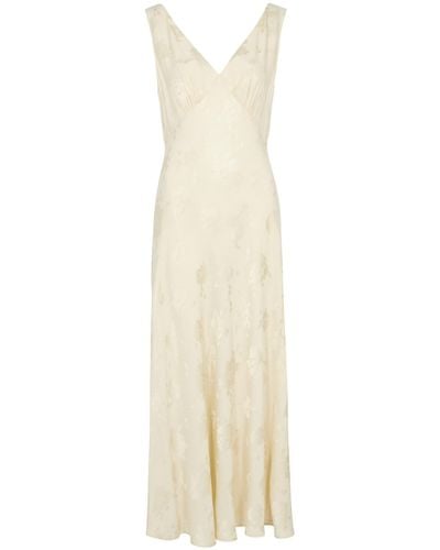 RIXO London Sandrine Floral-jacquard Midi Dress - White