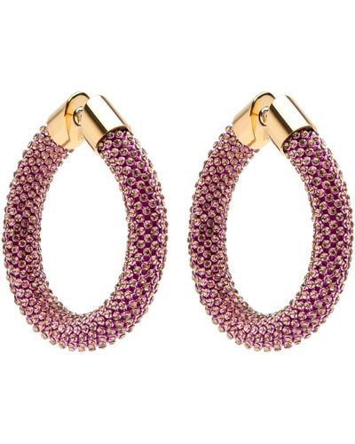 Rabanne Tube Crystal-Embellished Hoop Earrings - Pink