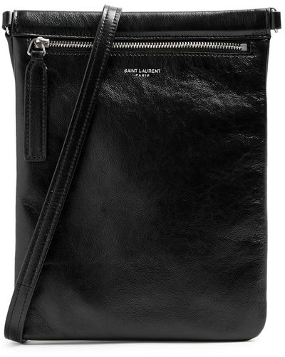 Saint Laurent Flat Side Leather Cross-body Bag - Black