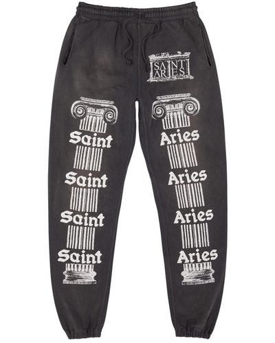 SAINT Mxxxxxx Saint Aries Printed Cotton Sweatpants - Gray
