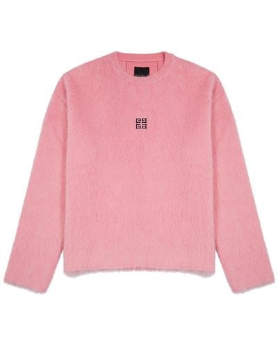 Givenchy 4g Logo-embroidered Wool-blend Sweater - Pink