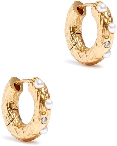 Anni Lu Gem In A Hoop 18kt -plated Hoop Earrings - Metallic