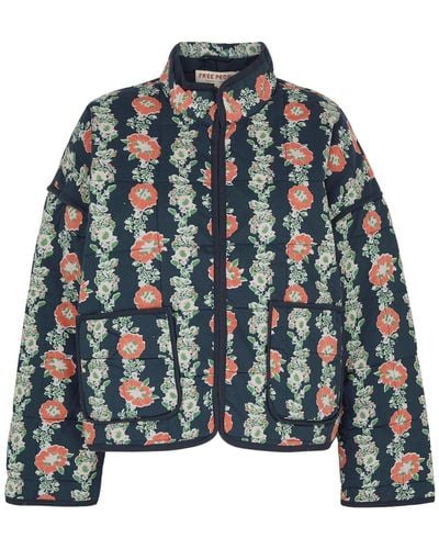 Free People Chloe Floral-print Quilted Cotton Jacket - Green