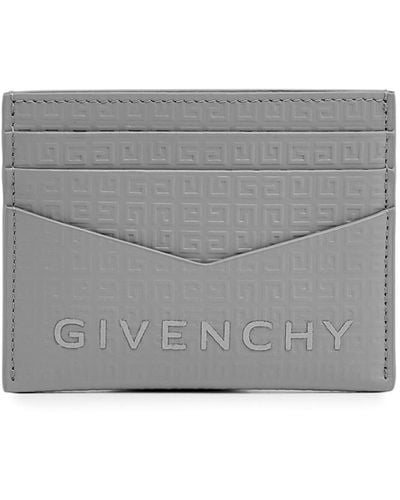 Givenchy 4g Logo Leather Card Holder - Gray