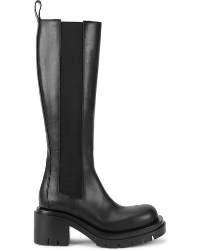 Bottega Veneta Lug Leather Knee-high Chelsea Boots - Black