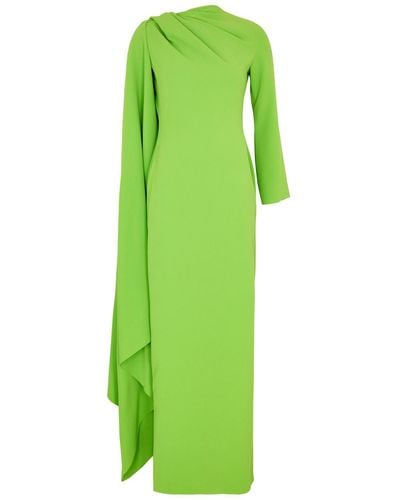 Solace London Lydia Cape-Effect Maxi Dress - Green