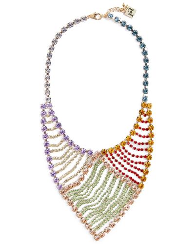 Rosantica Patchwork Crystal-embellished Necklace - Metallic