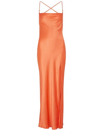 Bec & Bridge Annika Hammered Satin Maxi Dress - Orange