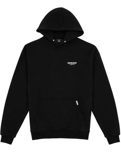 Represent Owners Club Hooded Cotton Sweatshirt - Black