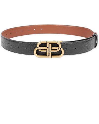 Balenciaga Bb Reversible Leather Belt - Brown