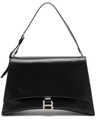 Balenciaga Crush Sling Medium Leather Shoulder Bag - Black