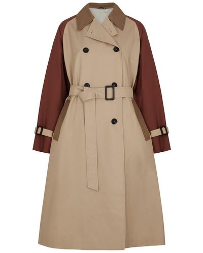 Weekend by Maxmara Canasta Colour-blocked Cotton-blend Trench Coat - Natural
