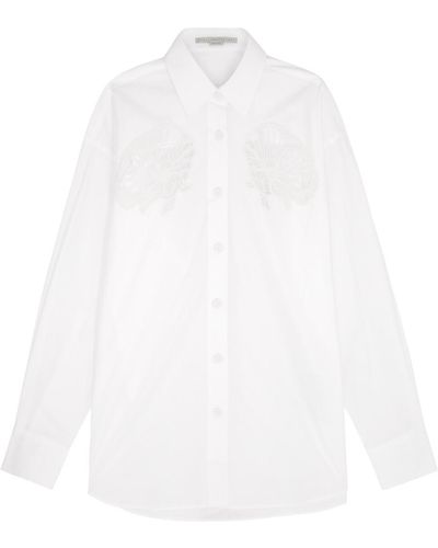 Stella McCartney Cornelli Embroidered Cotton-poplin Shirt - White