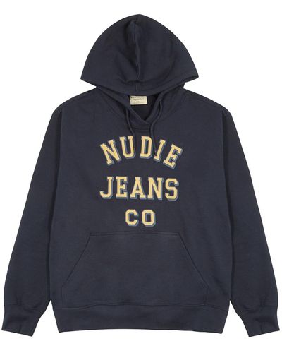 Nudie Jeans Frankie Navy Hooded Cotton Sweatshirt - Blue