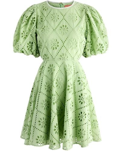 Kitri Coco Broderie Anglaise Cotton Mini Dress - Green
