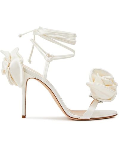 Magda Butrym 100 Flower-embellished Satin Sandals - White