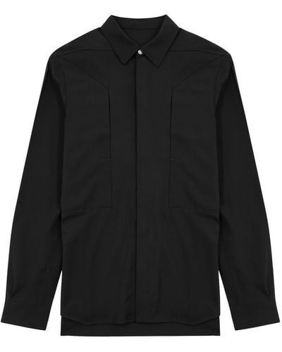 Rick Owens Fog Paneled Wool Shirt - Black
