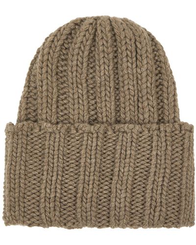 Inverni Chunky-knit Ribbed Cashmere Beanie - Brown