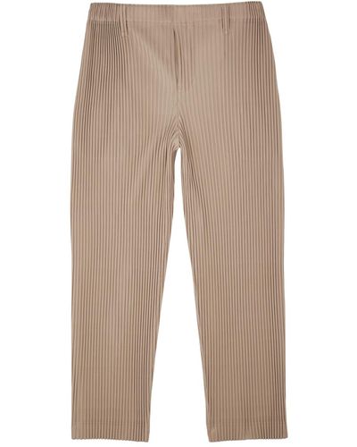 Homme Plissé Issey Miyake Pleated Jersey Trousers - Natural