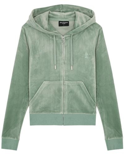 Juicy Couture Robertson Hooded Velour Sweatshirt - Green