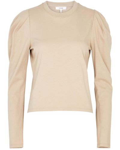 FRAME Puff-sleeve Cotton Top - Natural