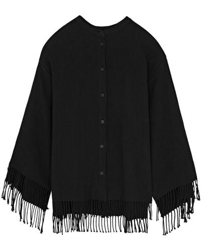 By Malene Birger Ahlicia Fringed Cotton-blend Shirt - Black