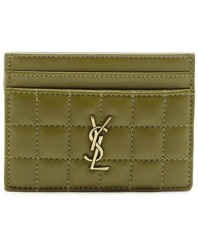 Saint Laurent Quilted Leather Card Holder - Green