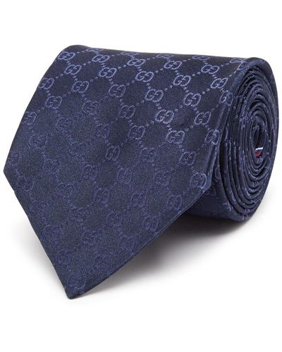 Gucci gg-jacquard Silk Tie - Blue