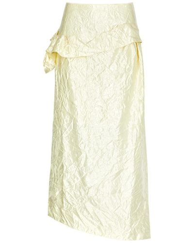 MERYLL ROGGE Embellished Crinkled Satin Maxi Skirt - White